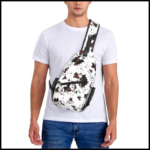 Cow Print Crossbody Sling Backpack Adjustable Strap 15.3 Inch Daypack main image 4